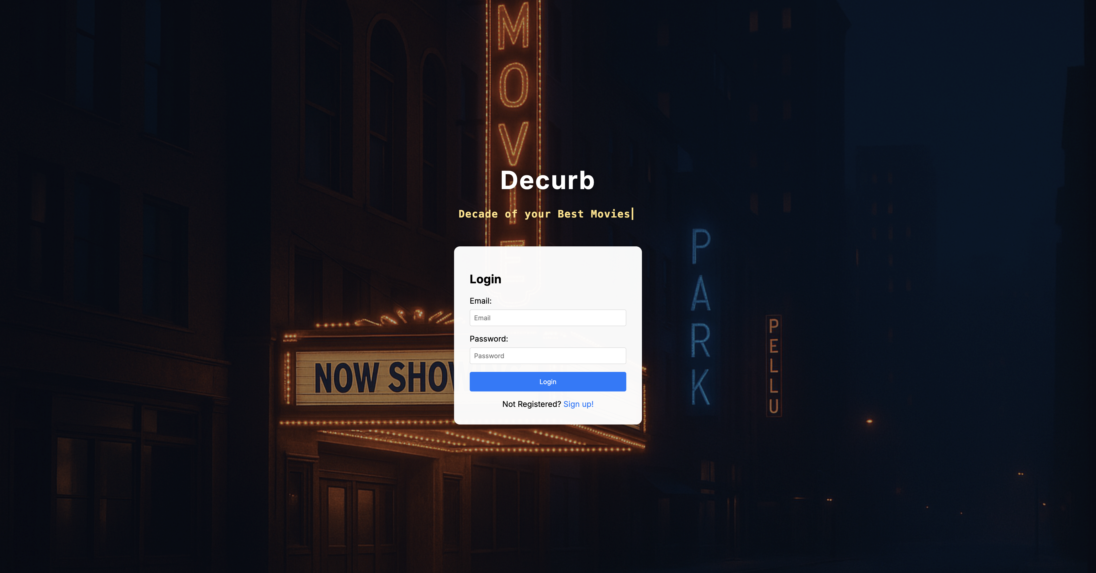 Fabflix (renamed to Decurb – Academic Project) - Login Interface